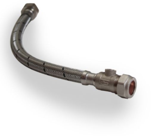 Picture of 22mm x 3/4" Flexi Tap Connector with Isolation Valve 300mm