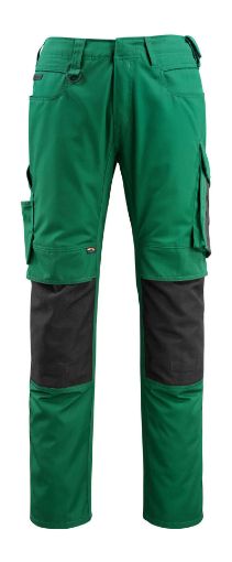 Picture of Mascot Unique Trousers With Kneepad Pockets Cordura Dark Green/Black