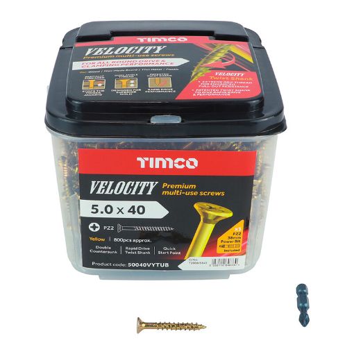 Picture of Velocity 5.0mm x 40mm PZ2 Woodscrews - Tub