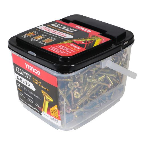 Picture of Velocity 5.0mm x 70mm PZ2 Woodscrews - Tub