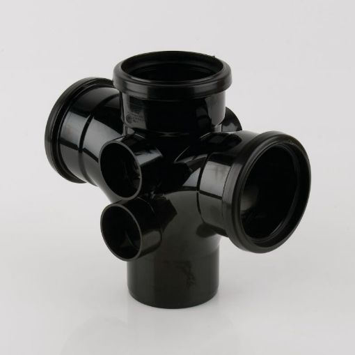 Picture of Brett Martin 110mm Black 92.5Â° Triple Socket Double Branch